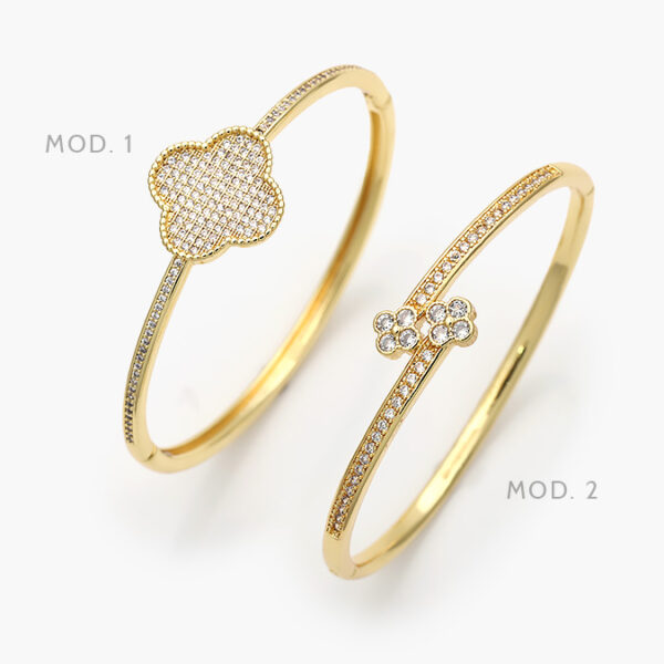 Brazalete Flor Zirconia Chapa de Oro 625 - Image 1