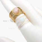 Anillo Piedra Acrílico Ajustable Acero Inoxidable 504