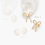 Aretes Moño Perlas Chapa de Oro 631