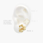 Broqueles Flores Perla Chapa de Oro 418