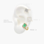 Cuffs Flor Esmalte Chapa de Oro 124