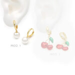 Hoops Perla Cereza Chapa de Oro 876