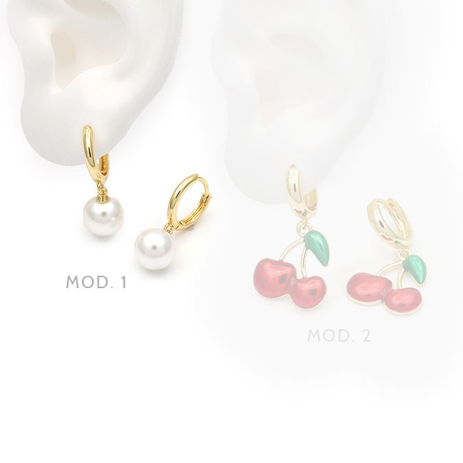marcate252 Hoops Perla Cereza Chapa de Oro 876 - Image 1