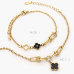 Pulso Flor Esmalte Negro Acero Inoxidable 681