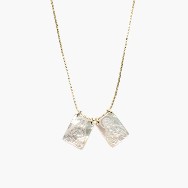 Collar Escapulario Doble Grande Chapa de Oro 331 - Image 1