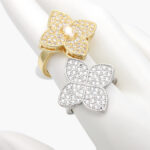 Anillo Ajustable Flor Zirconias Chapa de Oro 1190