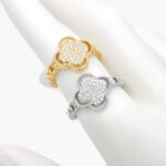 Anillo Ajustable Flor Zirconias Chapa de Oro 1191