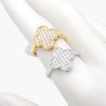 Anillo Ajustable Flor Zirconias Chapa de Oro 1192