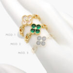 Anillo Ajustable Flor Zirconia Chapa de Oro 1193