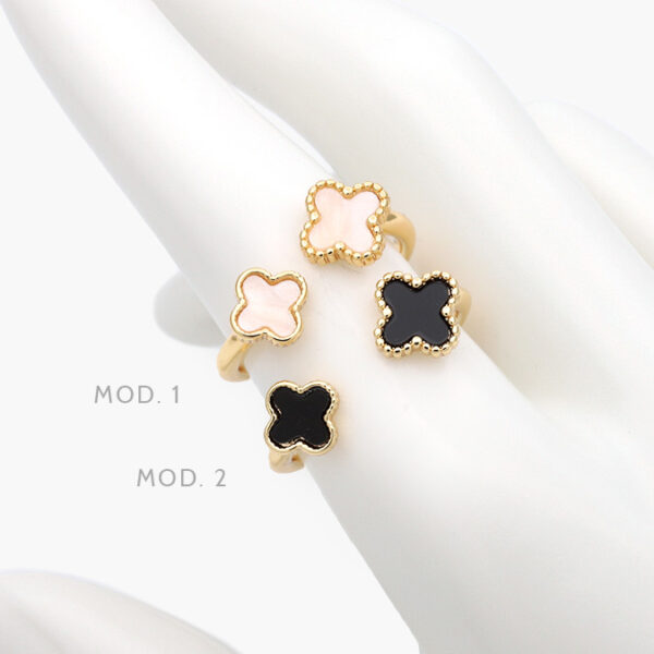 Anillo Ajustable Flores Esmalte Chapa de Oro 1194 - Image 1