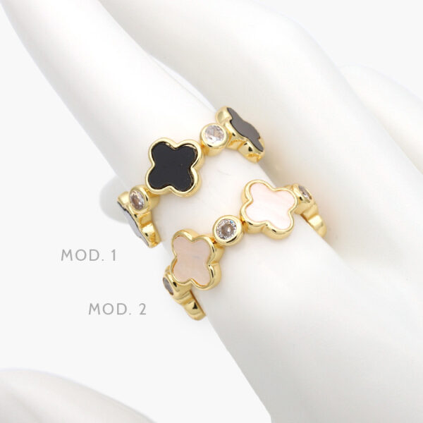 Anillo Ajustable Floe Esmalte Chapa de Oro 1195 - Image 1