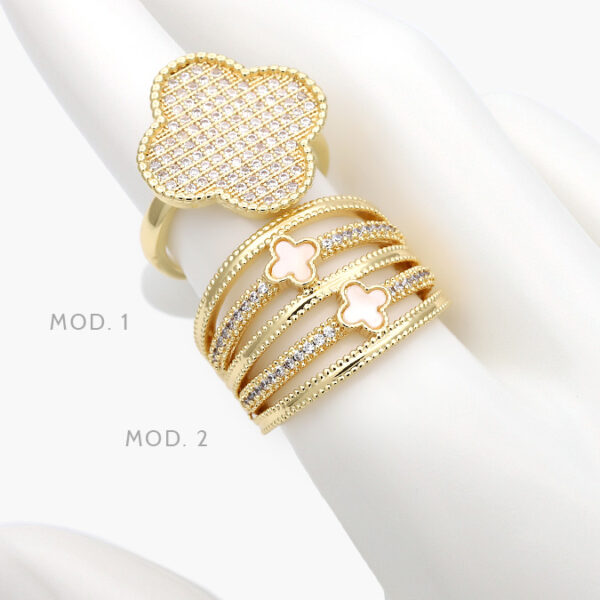 Anillo Ajustable Flor Chapa de Oro 1201 - Image 1