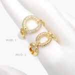 Anillo Eslabones Zirconias Chapa de Oro 1202