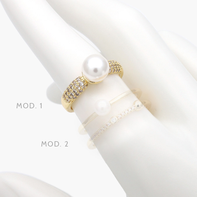 CTB1206-1 Anillo Ajustable Perla Chapa de Oro 1206 - Image 1