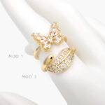 Anillo Ajustable Naturaleza Chapa de Oro 1208
