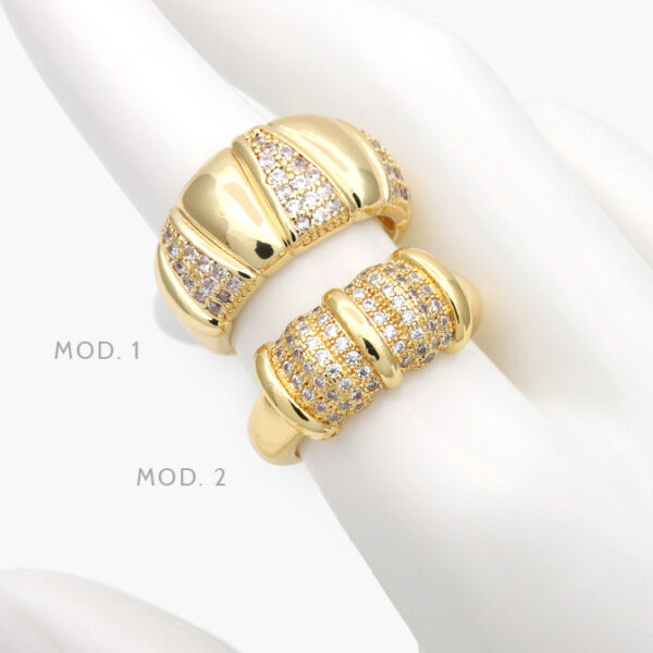 Anillo Chunky Zirconia Chapa de Oro 1210 - Image 1