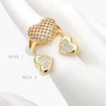 Anillo Corazón Ajustable Chapa de Oro 1211
