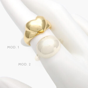 Anillo Chunky Corazón Chapa de Oro 1225