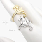 Anillo Ajustable Caballito de Mar Chapa de Oro 1229