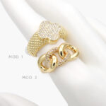 Anillo Ajustable Zirconia Chapa de Oro 1232