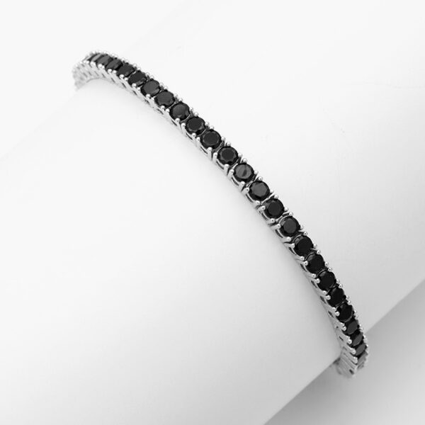 Pulso Tenis Plata .925 Rodizada Zirconia Negra - Image 2