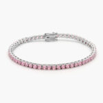 Pulso Tenis Plata .925 Rodizada Zirconia Rosa