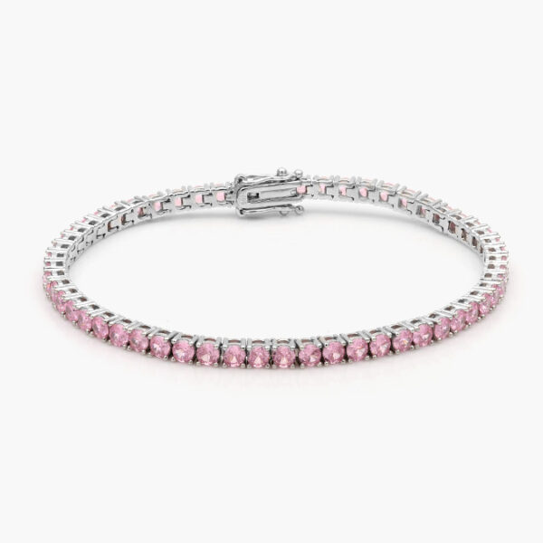 Pulso Tenis Plata .925 Rodizada Zirconia Rosa - Image 1