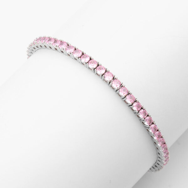 Pulso Tenis Plata .925 Rodizada Zirconia Rosa - Image 2