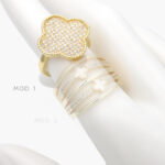Anillo Ajustable Flor Chapa de Oro 1201