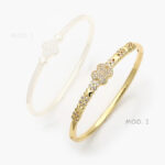 Brazalete Flor Zirconias Chapa de Oro 622