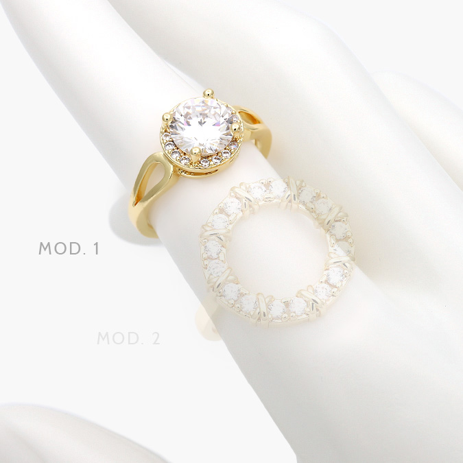 marcate232 Anillo Ajustable Zirconias Chapa de Oro 1212 - Image 1