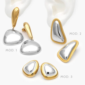 Aretes Chunky Bicolor Acero Inoxidable 174