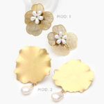 Aretes Flor Perla Acero Inoxidable 194