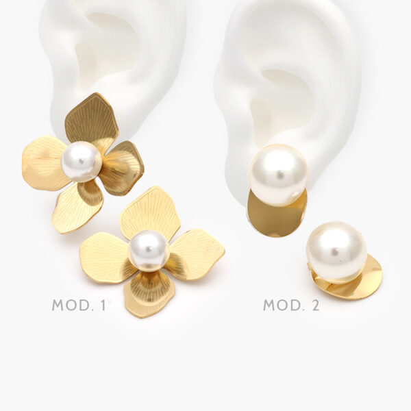 Aretes Perla Acero Inoxidable 201 - Image 1
