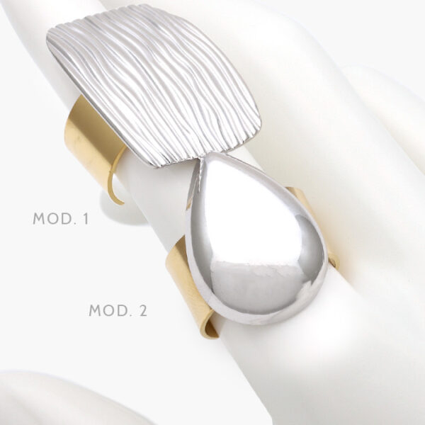 Anillo Ajustable Chunky Bicolor Acero Inoxidable 517 - Image 1