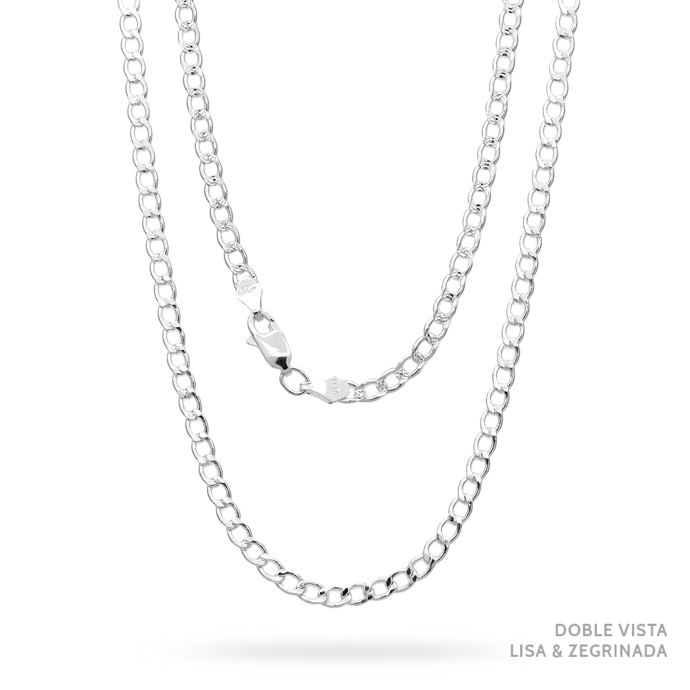 CA080Z-5 Cadena Cubana Americana Barbada Plata .925 3.3mm. - Image 1