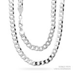 Cadena Cubana Americana Barbada Plata .925 7mm.