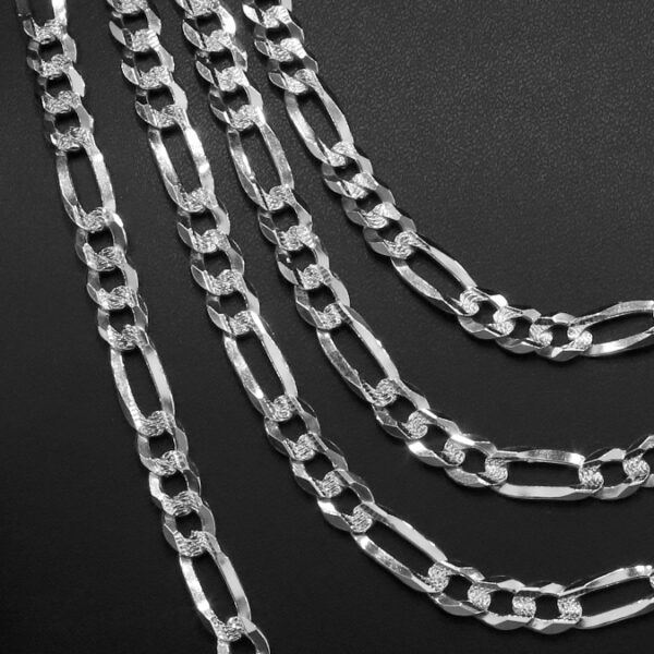 Cadena Cubana Zegrinada Fígaro 3x1 Plata .925 7.2mm. - Image 2