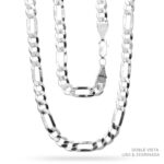 Cadena Cubana Zegrinada Fígaro 3x1 Plata .925 7.2mm.