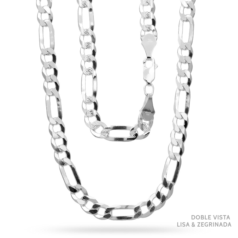 FC18031Z-5 Cadena Cubana Zegrinada Fígaro 3x1 Plata .925 7.2mm. - Image 1