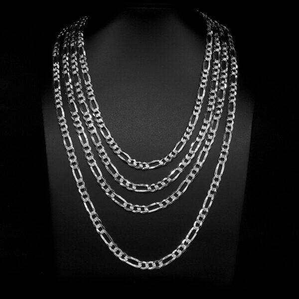 Cadena Cubana Zegrinada Fígaro 3x1 Plata .925 7.2mm. - Image 1