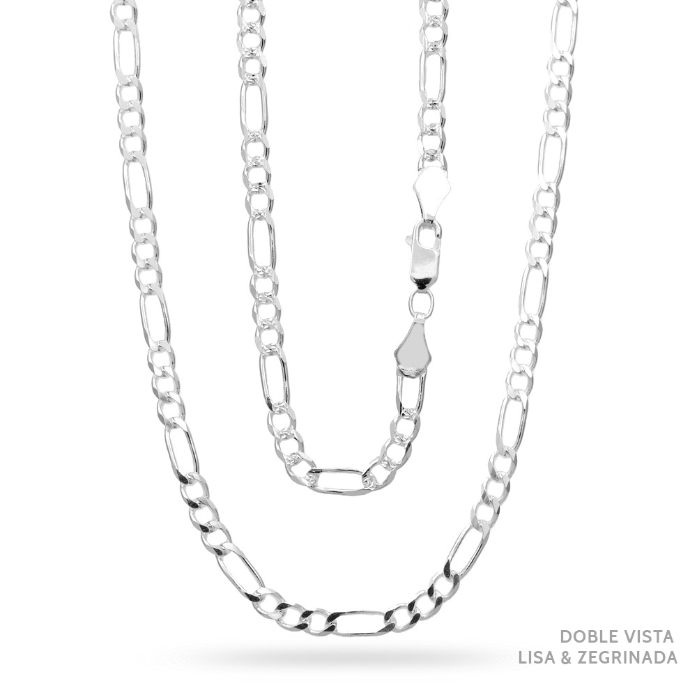 FG12031LZ-5 Cadena Fígaro 3x1 Ligera Zegrinada Plata .925 4.6mm. - Image 1