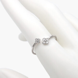 Anillo Flor Trébol Ajustable Chapa de Rodio 1234