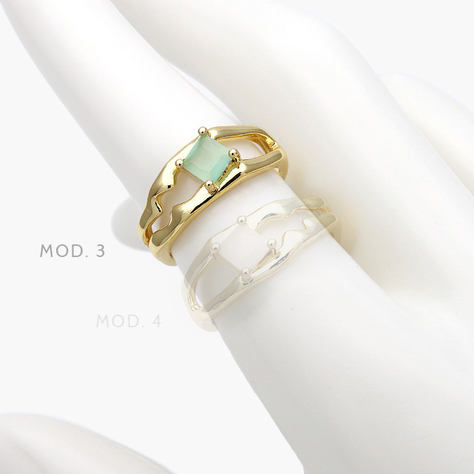 CTB1235-1 Anillo Zirconia Piedra Verde Ajustable Chapa de Oro 1235 - Image 1