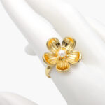 Anillo Flor Perla Ajustable Chapa de Oro 1238-2
