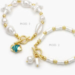 Pulso Figuras Mar con Perlas Chapa de Oro 268