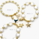 Pulso Figuras Mar con Perlas Chapa de Oro 271