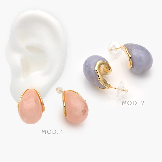 CA10654 Aretes Chunky Acrílico Chapa de Oro 654 - Image 1