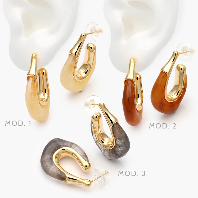 CA10656 Aretes Chunky Acrílico Chapa de Oro 656 - Image 1