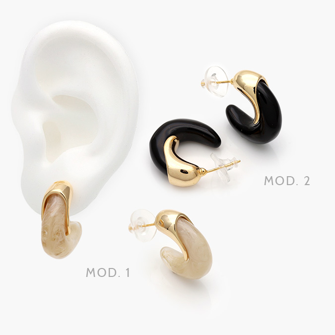 CA10658 Aretes Chunky Acrílico Chapa de Oro 658 - Image 1